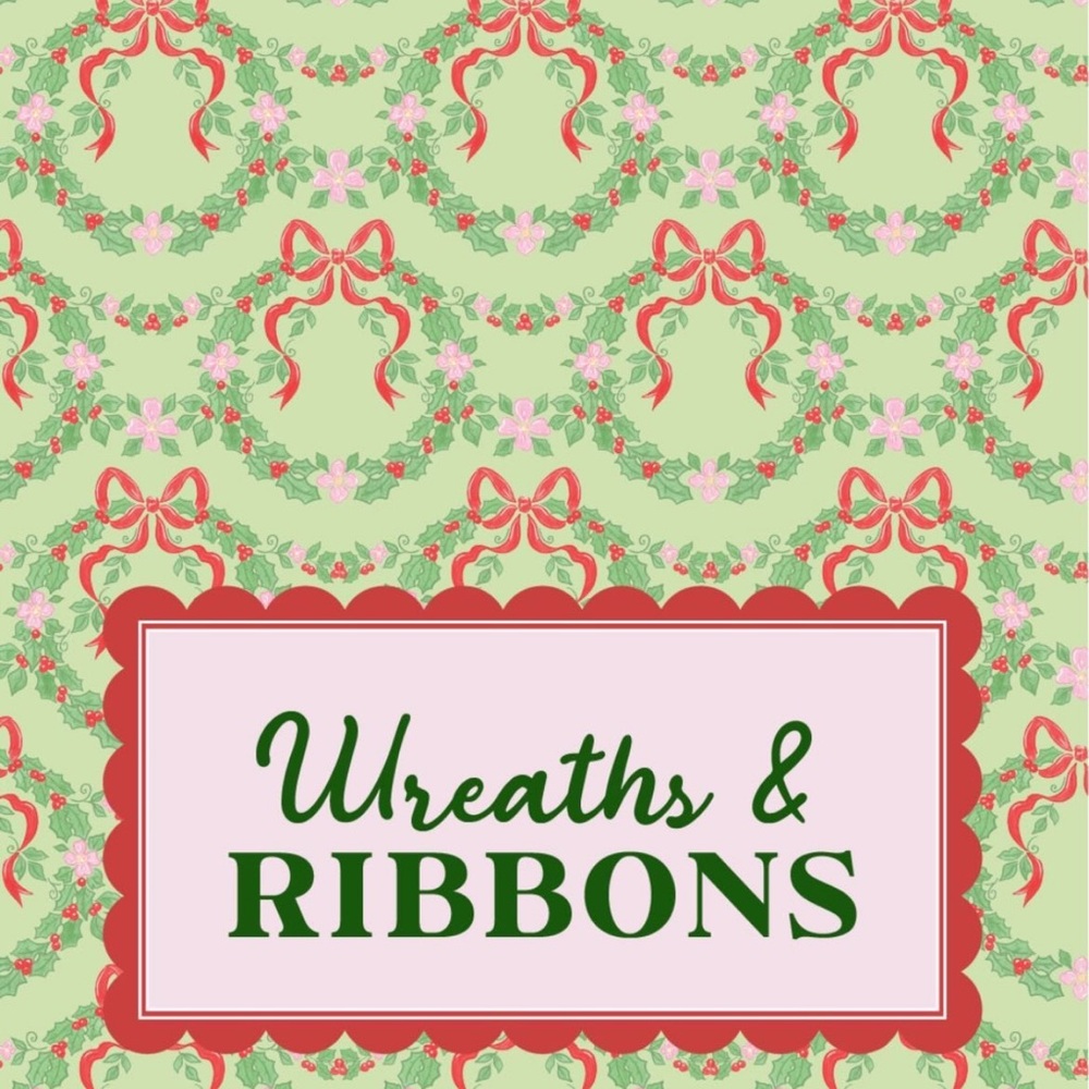 Stoney Clover Lane circle open top round Wreaths and Ribbons Holiday pouch - Picture 8 of 8